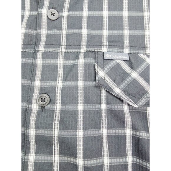 Columbia Size 3X Mens Black Gray Check Omni Shade Back Vent Polyester Shirt - Picture 6 of 13